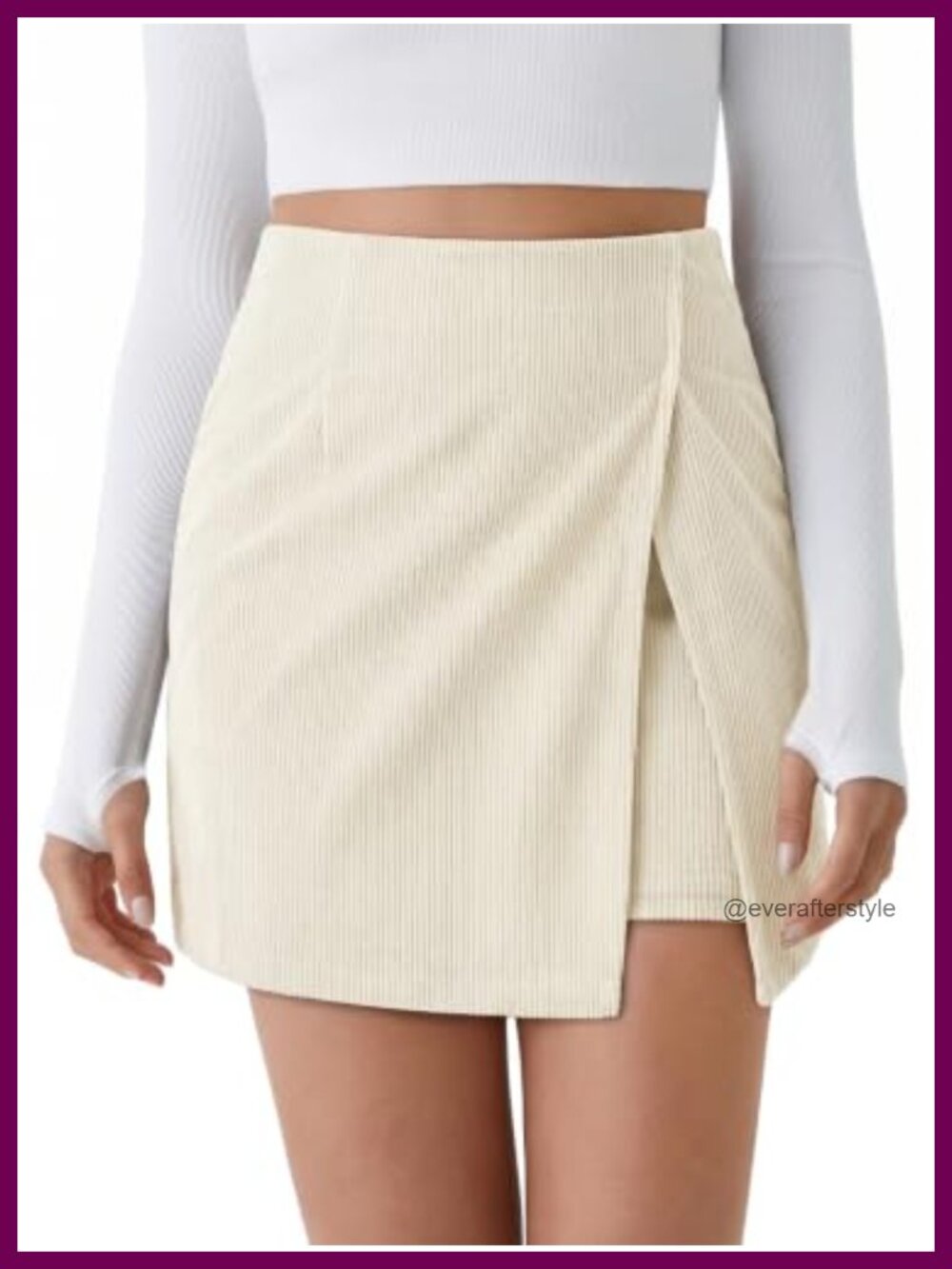 Corduroy Mini Skirt High Waisted A-Line Built-in Shorts Fall